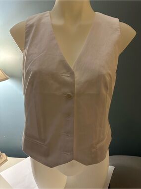 J. Crew White Sleeveless Button-Front Vest